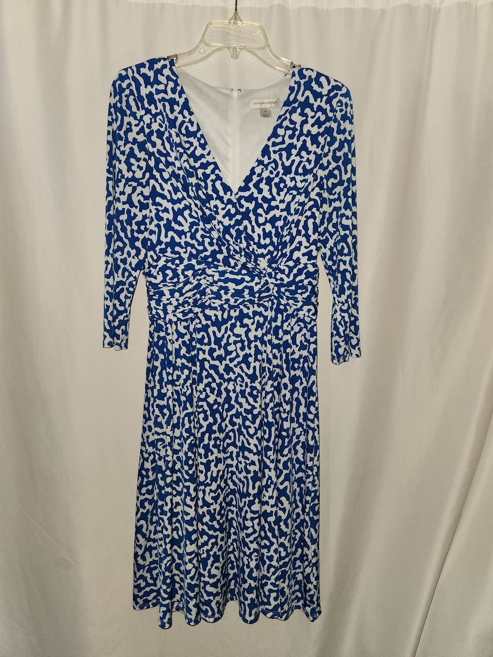 Blue & White Printed Wrap-Style Midi Dress #classic #flattering #dress up & down